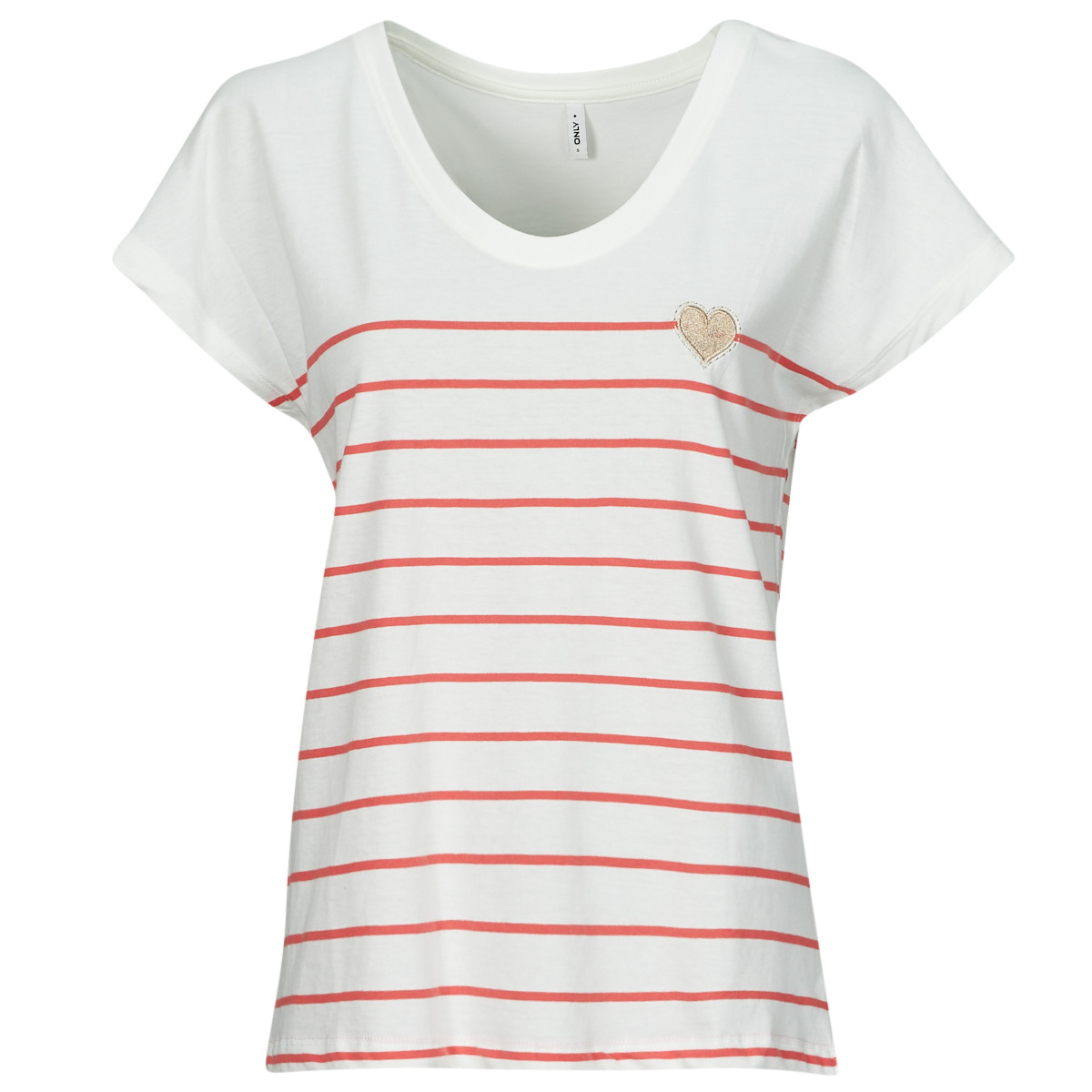 Textiel Dames T-shirts korte mouwen Only ONLEMILY Ecru / Rood