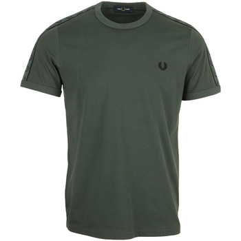 Textiel Heren T-shirts korte mouwen Fred Perry Contrast Tape Ringer T-Shirt Groen
