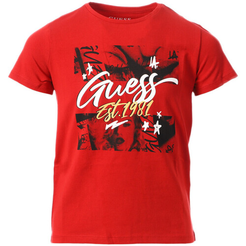 Textiel Jongens T-shirts korte mouwen Guess  Rood