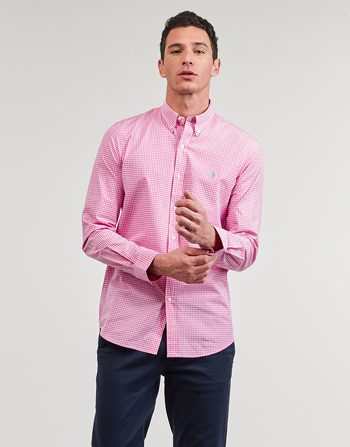 Textiel Heren Overhemden lange mouwen Polo Ralph Lauren CHEMISE AJUSTEE SLIM FIT EN POPELINE RAYE Roze