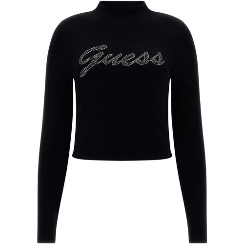 Textiel Dames Sweaters / Sweatshirts Guess Ls  Rhinestone Logo Swtr Zwart