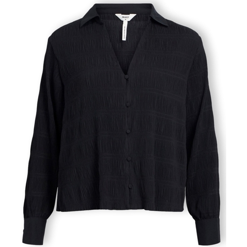 Textiel Dames Tops / Blousjes Object Stina Shirt L/S  - Black Zwart