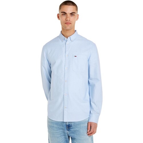 Textiel Heren Overhemden lange mouwen Tommy Jeans CAMISA OXFORD REGULAR HOMBRE   DM0DM18335 Blauw