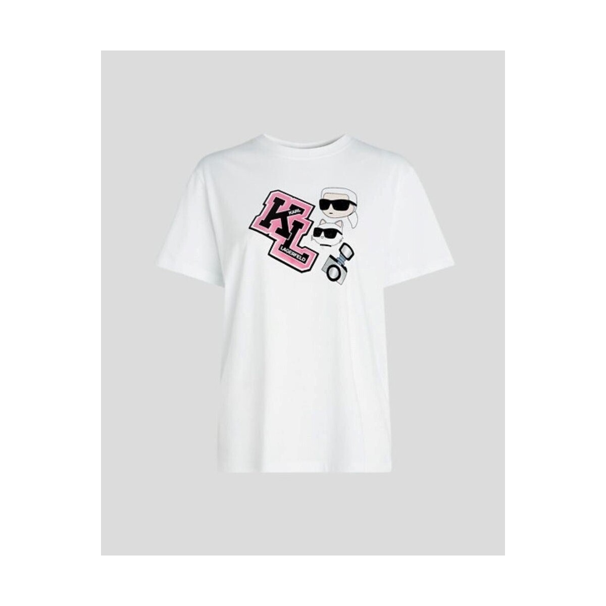 Textiel Dames T-shirts & Polo’s Karl Lagerfeld 240W1727 OVERSIZED IKONIK VARSITY TEE Wit