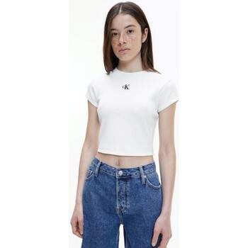 Textiel Dames T-shirts korte mouwen Calvin Klein Jeans J20J218337 Wit