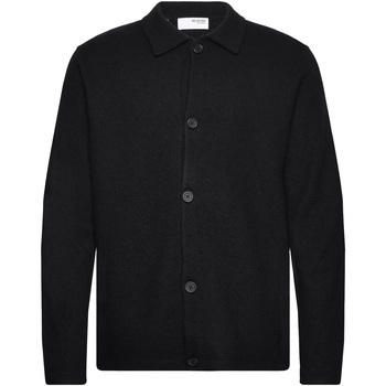 Textiel Heren Sweaters / Sweatshirts Selected Slhreason Ls Knit Boiled Wool Cardigan W Zwart