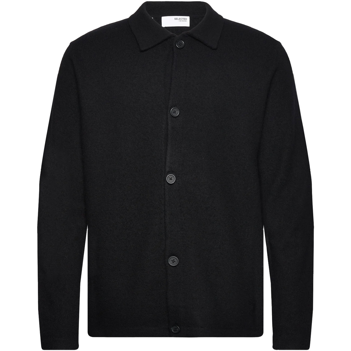 Textiel Heren Sweaters / Sweatshirts Selected Slhreason Ls Knit Boiled Wool Cardigan W Zwart