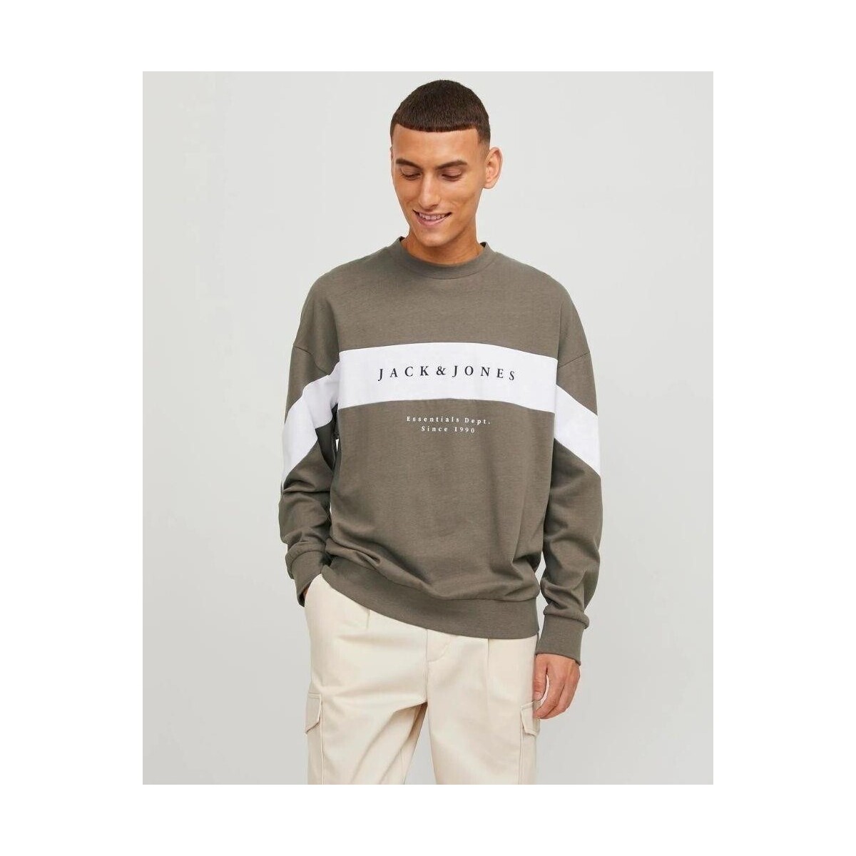 Textiel Heren Sweaters / Sweatshirts Jack & Jones 12249979 ETIMO BLOCKING SWEAT CRWE NECK Brown