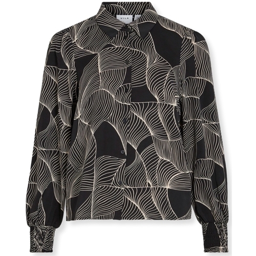Textiel Dames Tops / Blousjes Vila Mula L/S Shirt - Black/Graphic Zwart