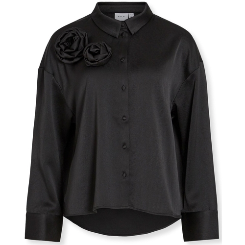 Textiel Dames Tops / Blousjes Vila Medina Rose Shirt L/S - Black Zwart