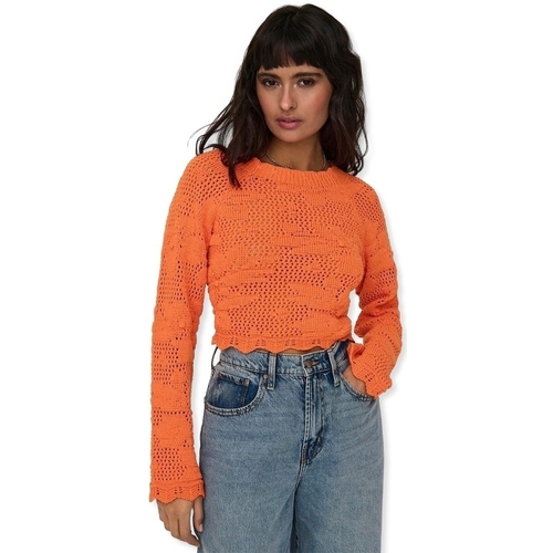 Textiel Dames Truien Only Cille Life Knit L/S - Tangerine Orange