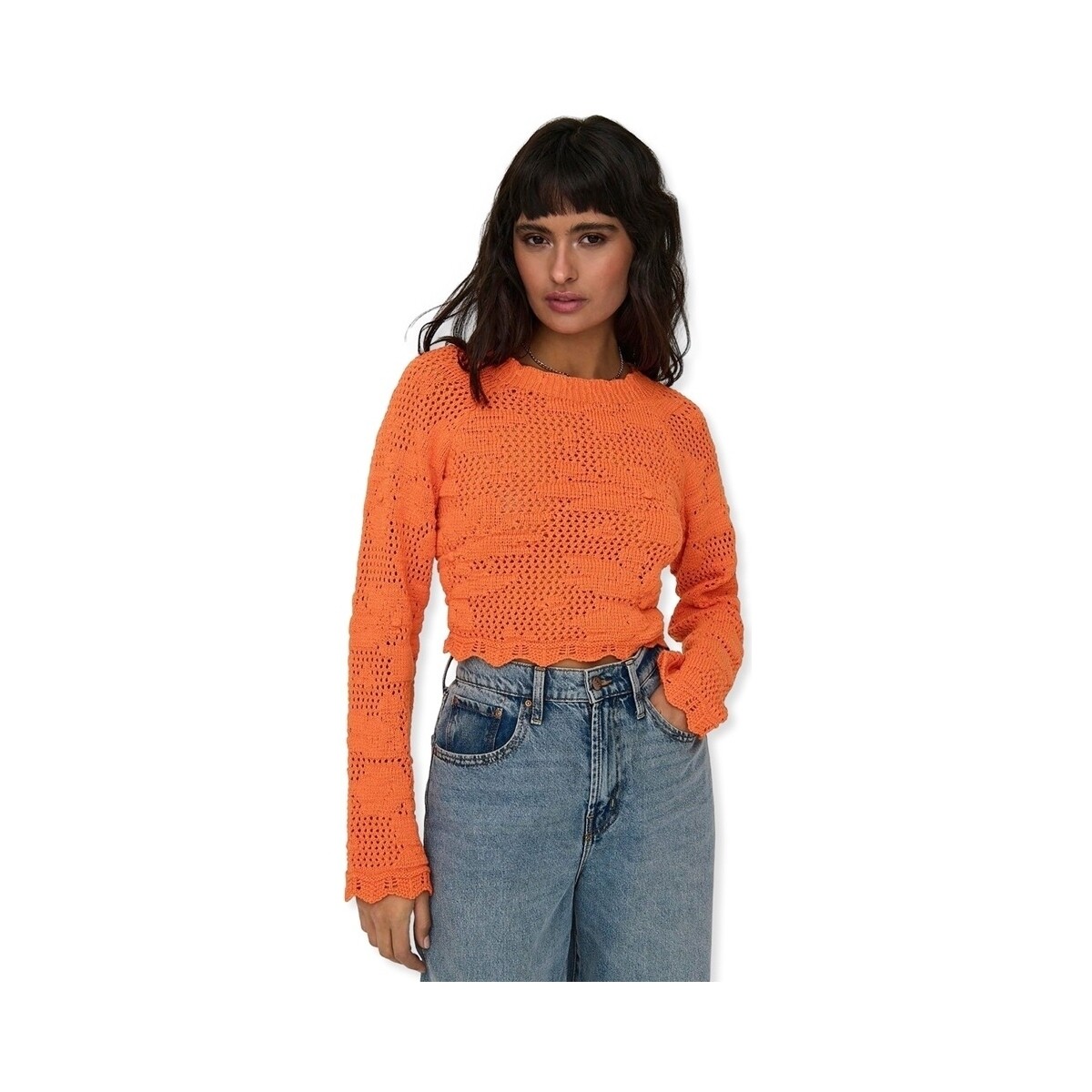 Textiel Dames Truien Only Cille Life Knit L/S - Tangerine Orange