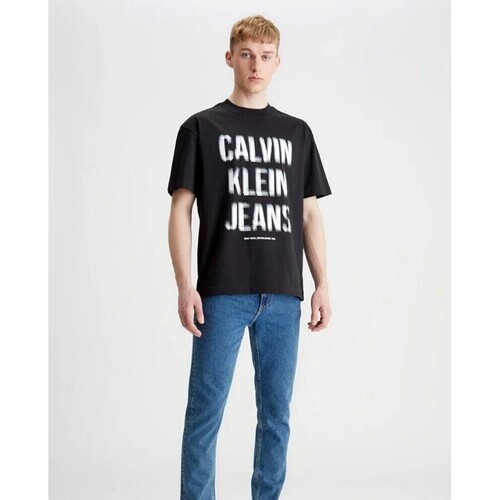 Textiel Heren T-shirts korte mouwen Calvin Klein Jeans J30J324648 Zwart