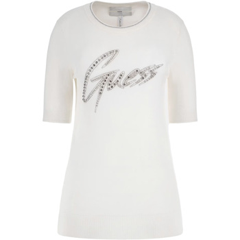 Textiel Dames Sweaters / Sweatshirts Guess Grace Logo Rn Ss Swtr Wit