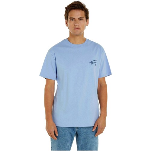 Textiel Heren T-shirts korte mouwen Tommy Jeans CAMISETA CON LOGO DISTINTIVO BORDADO   DM0DM17994 Blauw
