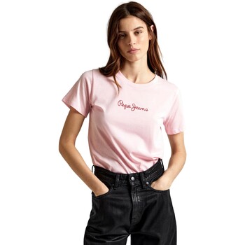Textiel Dames T-shirts korte mouwen Pepe jeans CAMISETA MUJER LORETTE   PL505827 Roze