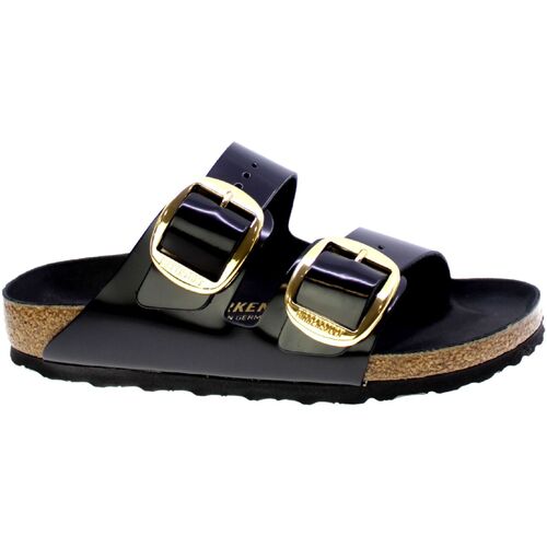 Schoenen Dames Sandalen / Open schoenen Birkenstock Sandalo Donna Nero Arizona big buckle Shine Zwart