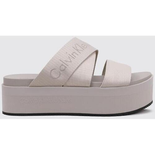 Schoenen Dames Sandalen / Open schoenen Calvin Klein Jeans FLATFORM SANDAL WEBBING IN MR Wit