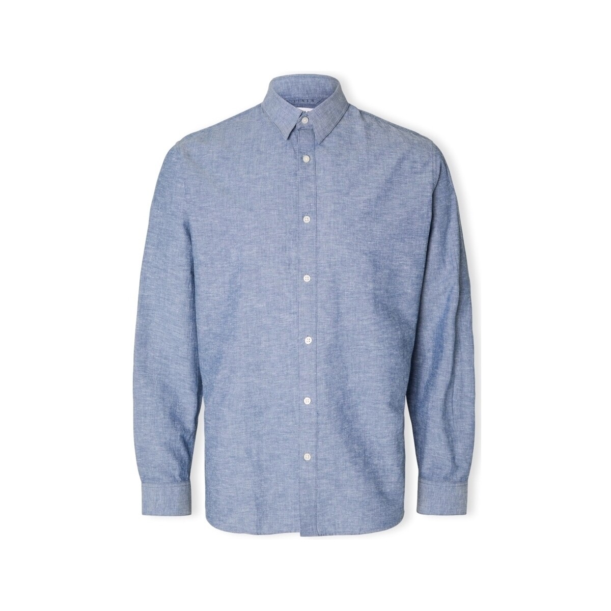 Textiel Heren Overhemden lange mouwen Selected Noos Slimnew-linen Shirt L/S - Medium Blue Denim Blauw