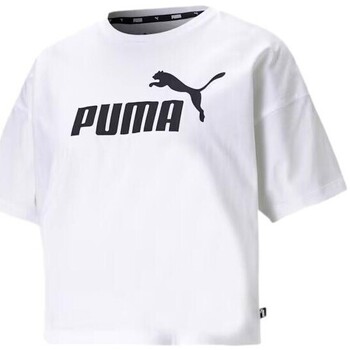 Textiel Dames T-shirts korte mouwen Puma CAMISETA MUJER ESS  CROPPED LOGO  586866 Wit