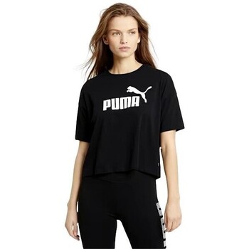 Textiel Dames T-shirts korte mouwen Puma CAMISETA MUJER ESS CROPPED LOGO 586866 Zwart