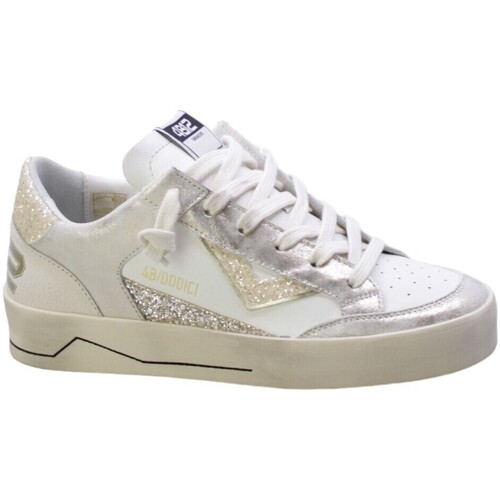 Schoenen Dames Lage sneakers 4B12 Sneakers Donna Bianco/Platino Kyle-d859 Wit