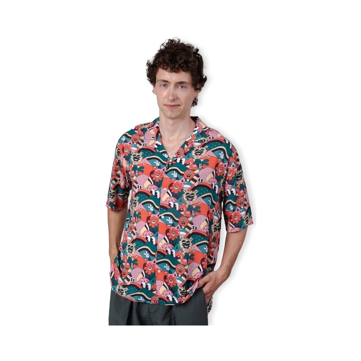 Textiel Heren Overhemden lange mouwen Brava Fabrics Yeye Weller Aloha Shirt - Red Multicolour