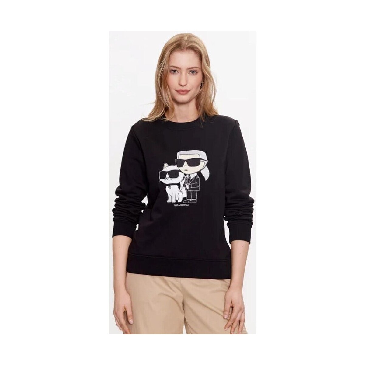 Textiel Dames Sweaters / Sweatshirts Karl Lagerfeld 230W1803 IKONIK 2.0 Zwart