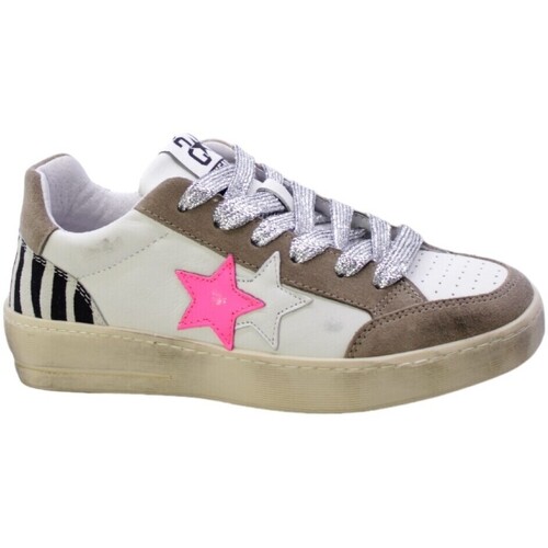 Schoenen Dames Lage sneakers Twostar Sneakers Donna Bianco/Taupe 2sd4273 Wit
