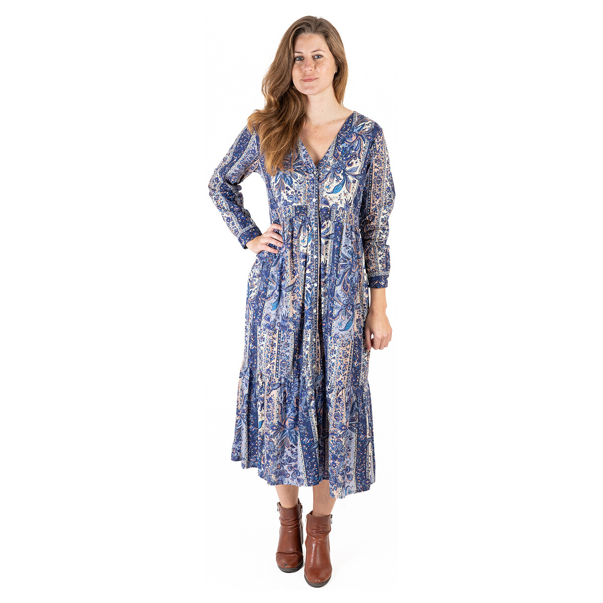 Textiel Dames Lange jurken Isla Bonita By Sigris Lange Midi -Jurk Blauw