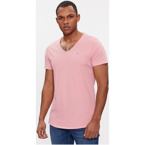 Textiel Heren T-shirts korte mouwen Tommy Jeans DM0DM09587 Roze