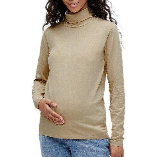 Textiel Dames T-shirts & Polo’s Mamalicious  Beige
