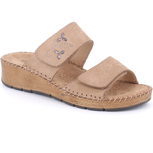 Schoenen Dames Leren slippers Grunland DSG-CI3611 Brown