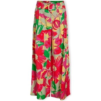 Textiel Dames Broeken / Pantalons Vila Halin Wide Trousers - Swamp/Big Flower Multicolour