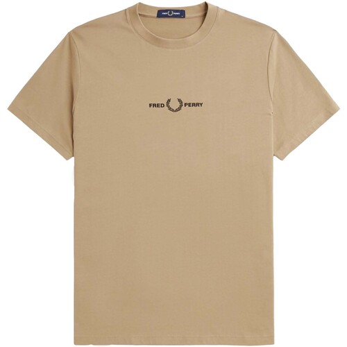 Textiel Heren T-shirts & Polo’s Fred Perry Fp Embroidered T-Shirt Brown