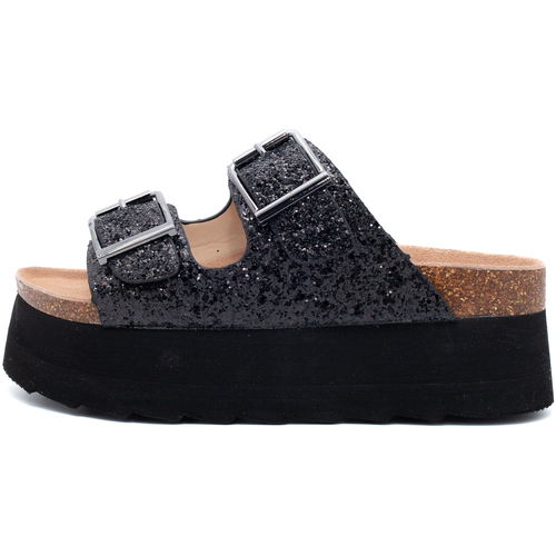 Schoenen Dames Sandalen / Open schoenen Colors of California Platform Sandal In Glitter Zwart
