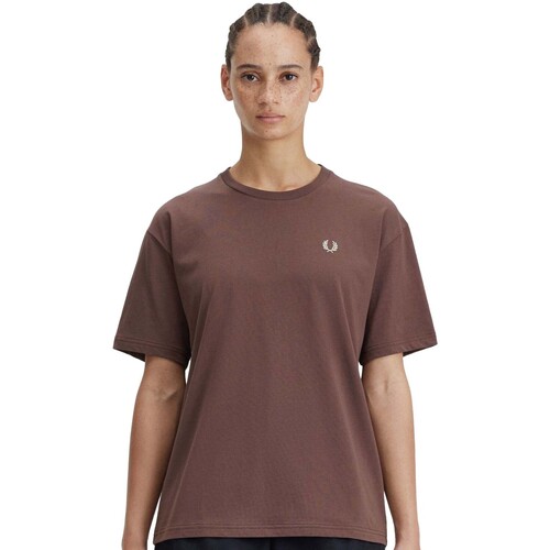 Textiel Heren T-shirts & Polo’s Fred Perry Fp Crew Neck T-Shirt Brown