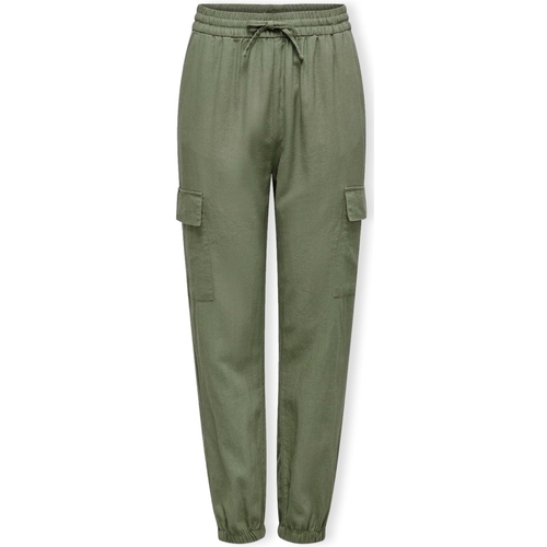 Textiel Dames Broeken / Pantalons Only Noos Caro Pull Up Trousers - Oil Green Groen