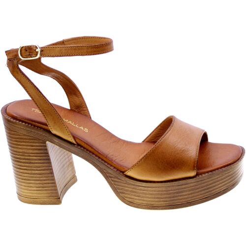 Schoenen Dames Sandalen / Open schoenen Tsakiris Mallas Sandalo Donna Cuoio Cecilia-844 Brown