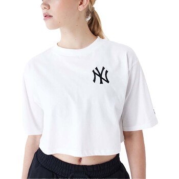 Textiel Dames T-shirts & Polo’s New-Era Mlb Le Crop Tee Neyyan  Whiblk Wit