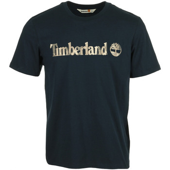 Textiel Heren T-shirts korte mouwen Timberland Camo Linear Logo Short Blauw