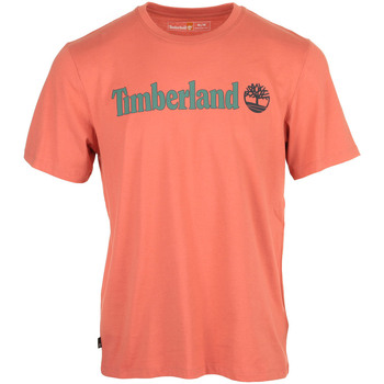 Textiel Heren T-shirts korte mouwen Timberland Linear Logo Short Sleeve Orange