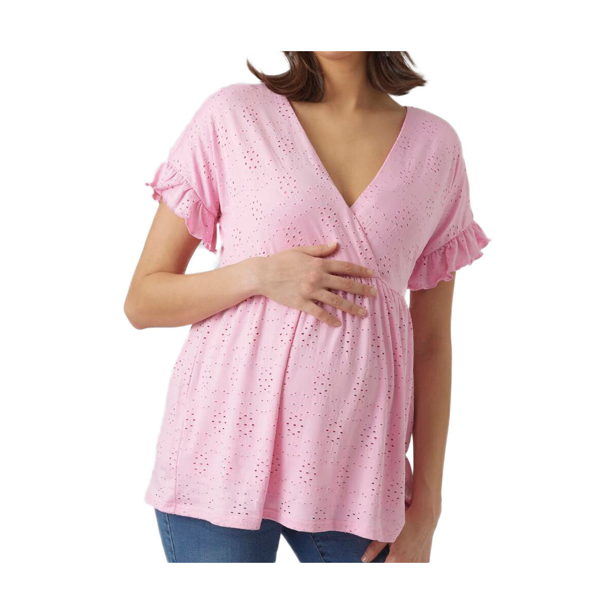 Textiel Dames Tops / Blousjes Mamalicious  Roze