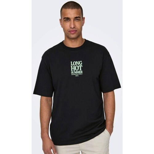 Textiel Heren T-shirts korte mouwen Only & Sons  22028736 KENNY Zwart