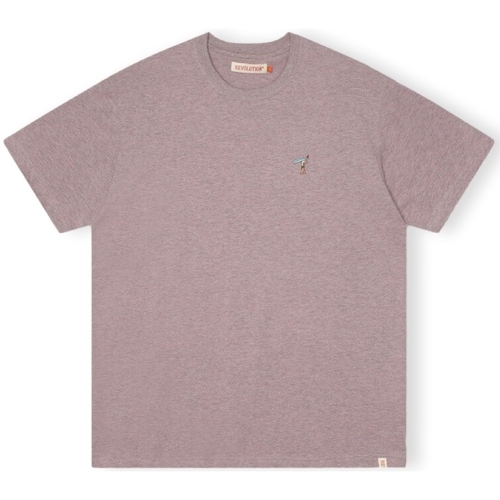 Textiel Heren T-shirts & Polo’s Revolution T-Shirt Loose 1366 GIR - Purple Melange Violet