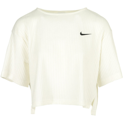 Textiel Dames T-shirts korte mouwen Nike Wms Nsw Rib Jersey Top Wit