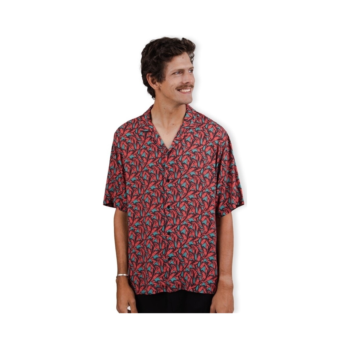 Textiel Heren Overhemden lange mouwen Brava Fabrics Lobster Aloha Shirt - Red Blauw