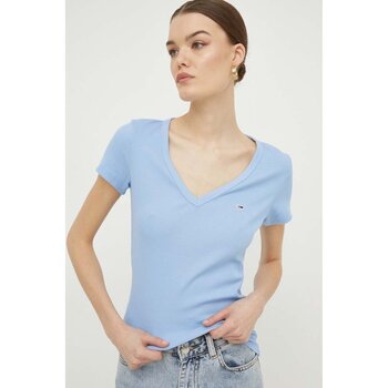Textiel Dames T-shirts & Polo’s Tommy Jeans DW0DW17385 Blauw