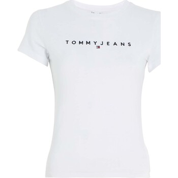 Textiel Dames T-shirts korte mouwen Tommy Jeans Tjw Slim Linear Tee Wit