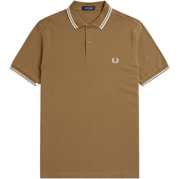 Textiel Heren T-shirts & Polo’s Fred Perry Fp Twin Tipped Fred Perry Shirt Brown